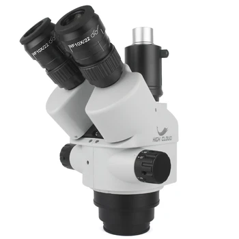 7X-45X Simul-Focal Trinocular Zoom Stereo mikroskopo galvutė 0.5x 2.0x Pagalbinis objektyvo objektyvo C-mount kameros adapteris