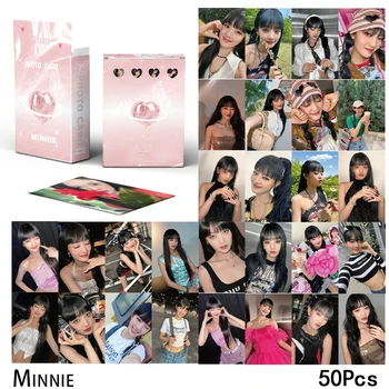 50vnt/komplektas GIDLE mažų kortelių albumo nuotraukų kortelė Minnie Kim Minnie Yuqi MIYEON lazerinė kortelė (G)I-DLE gerbėjų kolekcijos dovanų atvirukas KPOP