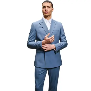 One Buttons Vyriški kostiumai Slim Fit 2 dalių švarkas su kelnėmis Naujausio dizaino 