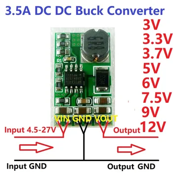 1 PCS 3.5A DC-DC keitiklio modulis Buck pakopinis įtampos reguliatorius Plokštė 4.5V-27V to 3V 3.3V 3.7V 5V 6V 7.5 9V 12V