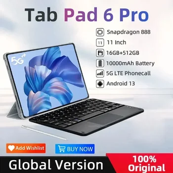 2023 Original Global Version Pad 6 Pro Snapdragon 888 Tablet PC 10000mAh Android 13 HD 4K Screen RAM 16GB ROM 512GB 5G WIFI Mi