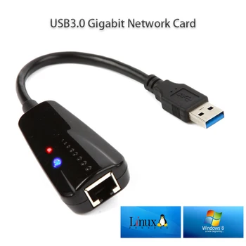 10/100/1000mbps Prijunkite ir paleiskite USB3.0 Gigabit Network Card Converter žaidimų adaptyvus RJ-45 LAN adapteris Gigabitinio tinklo adapteris