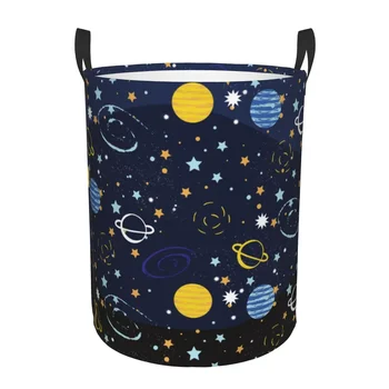 Keranjang cucian lipat galaksi ruang, penyimpanan mainan pakaian kotor warna-warni ember pengatur pakaian keranjang